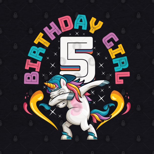 Dabbing Unicorn Birthday Girl 5 Years Old by aneisha